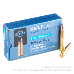 20 Rounds of 8mm Mauser Ammo by Prvi Partizan - 196gr SP 20 Rounds of 8mm Mauser Ammo by Prvi Partizan - 196gr SP