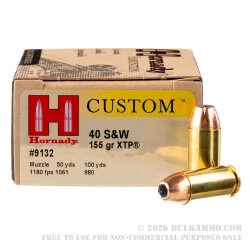 20 Rounds of .40 S&W Ammo by Hornady - 155gr JHP