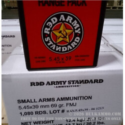 180 Rounds of 5.45x39mm Ammo by Red Army Standard - 69gr FMJ 180 Rounds of 5.45x39mm Ammo by Red Army Standard - 69gr FMJ