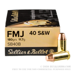 1000 Rounds of .40 S&W Ammo by Sellier & Bellot - 180gr FMJ