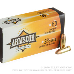 50 Rounds of .38 Super Ammo by Armscor - 125gr FMJ 50 Rounds of .38 Super Ammo by Armscor - 125gr FMJ
