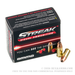 200 Rounds of 9mm Ammo by Ammo Inc. Streak - 124gr JHP Non-Incendiary Visual Tracer