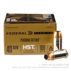 20 Rounds of .40 S&W Ammo by Federal - 180gr HST JHP