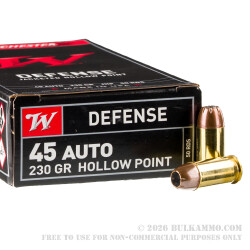 50 Rounds of .45 ACP Ammo by Winchester - 230gr JHP