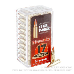 50 Rounds of .17HM2 Ammo by Hornady - 17gr V-MAX