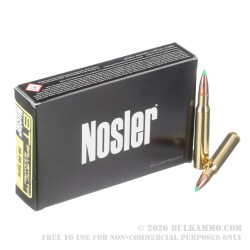 20 Rounds of 30-06 Springfield Ammo by Nosler Ammunition - 180gr Nosler Ballistic Tip