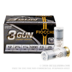 250 Rounds of 12ga Ammo by Fiocchi 3 Gun Match - 1 1/8 ounce #7 1/2 shot