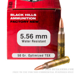 50 Rounds of 5.56x45 Ammo by Black Hills Ammunition - 50gr TSX