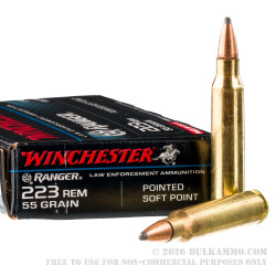 200 Rounds of .223 Ammo by Winchester Ranger - 55gr PSP 200 Rounds of .223 Ammo by Winchester Ranger - 55gr PSP