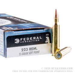 200 Rounds of .223 Ammo by Federal - 55gr SP 200 Rounds of .223 Ammo by Federal - 55gr SP