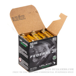 250 Rounds of 20ga Ammo by Federal Upland Steel - 3/4 ounce #6 steel shot