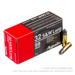 1000 Rounds of .32S&W Long Ammo by Aguila - 98gr LRN