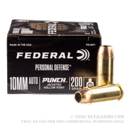 20 Rounds of 10mm Ammo by Federal Punch - 200gr JHP