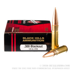 500 Rounds of .300 AAC Blackout Ammo by Black Hills Ammunition - 125gr OTM