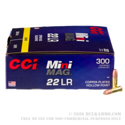 300 Rounds of .22 LR Ammo by CCI Mini-Mag - 36gr CPHP