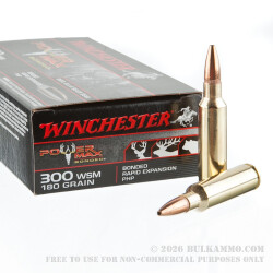 20 Rounds of .300 Win Short Mag Ammo by Winchester Power Max Bonded- 180gr HP 20 Rounds of .300 Win Short Mag Ammo by Winchester Power Max Bonded- 180gr HP