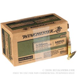 150 Rounds of 5.56x45 Ammo by Winchester USA - 62gr FMJ M855