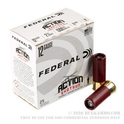 25 Rounds of 12ga Ammo by Federal Action Shotgun - 1 ounce rifled slug