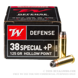 50 Rounds of .38 Spl +P Ammo by Winchester - 125gr JHP