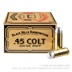 50 Rounds of .45 Long Colt Ammo by Black Hills Authentic Cowboy Action - 250gr RNFP