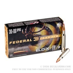 20 Rounds of 30-06 Springfield Ammo by Federal - 178gr ELD-X