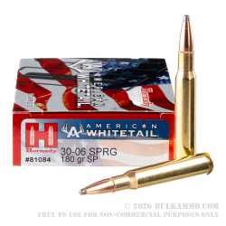 200 Rounds of 30-06 Springfield Ammo by Hornady American Whitetail - 180gr InterLock SP