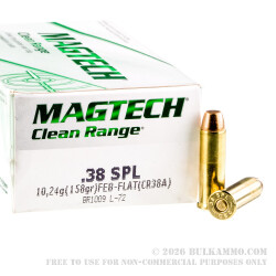 50 Rounds of .38 Spl Ammo by Magtech Clean Range - 158gr FEB 50 Rounds of .38 Spl Ammo by Magtech Clean Range - 158gr FEB