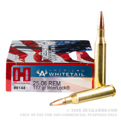 20 Rounds of 25-06 Remington Ammo by Hornady American Whitetail - 117gr InterLock