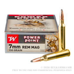 20 Rounds of 7mm Rem Mag Ammo by Winchester - 150gr PP