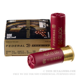 5 Rounds of 2-3/4" 12ga 00 Buck Ammo by Federal Vital-Shok -  00 Buck
