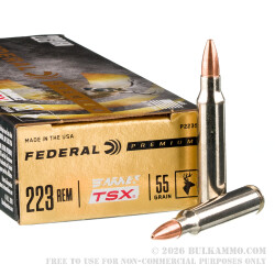 200 Rounds of .223 Ammo by Federal - 55gr TSX 200 Rounds of .223 Ammo by Federal - 55gr TSX