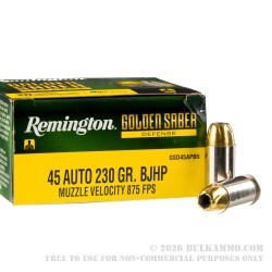 20 Rounds of .45 ACP Ammo by Remington Golden Saber Defense - 230gr BJHP