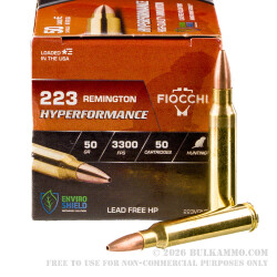 50 Rounds of .223 Ammo by Fiocchi - 50gr Varmint Grenade