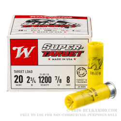 250 Rounds of 20ga - 2-3/4" - Ammo by Winchester - 7/8 ounce - #8 shot