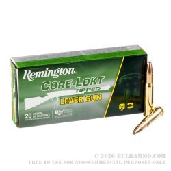 20 Rounds of 30-30 Win Ammo by Remington Core-Lokt Tipped Lever Gun - 150gr Polymer Tip