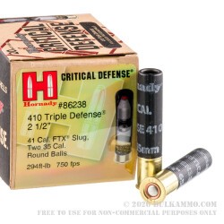 200 Rounds of .410 Ammo by Hornady Critical Defense - 235gr Triple Defense