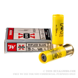 250 Rounds of 20ga Ammo by Winchester - 3/4 ounce Rifled Slug