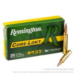 20 Rounds of 7mm Rem Ultra Mag Ammo by Remington Core-Lokt - 150gr PSP