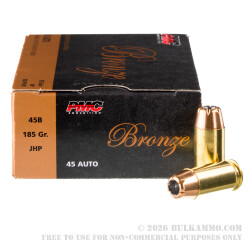 50 Rounds of .45 ACP Ammo by PMC - 185gr JHP