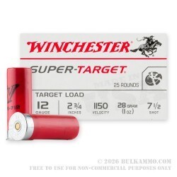 250 Rounds of 12ga Ammo by Winchester Super Target - 1 ounce #7-1/2 shot