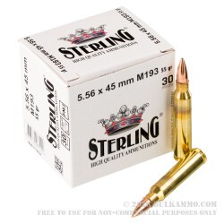 30 Rounds of 5.56x45 Ammo by Sterling - 55gr FMJ