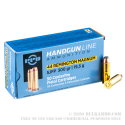 50 Rounds of .44 Mag Ammo by Prvi Partizan - 300 gr SJSP