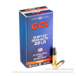 500 Rounds of .22 LR Ammo by CCI Quiet-22 Semi-Auto - 45gr LRN