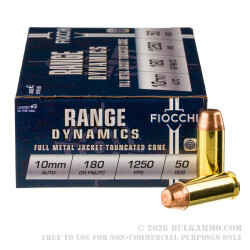 50 Rounds of 10mm Ammo by Fiocchi - 180gr FMJTC