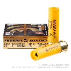 5 Rounds of 20ga Ammo by Federal Freight Train Copper - 275gr Sabot Slug