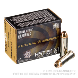 20 Rounds of .44 Mag Ammo by Federal Personal Defense HST - 230gr JHP