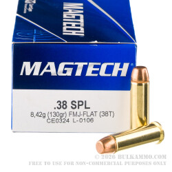 50 Rounds of .38 Special Ammo by Magtech - 130gr FMJ