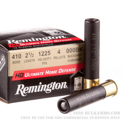 150 Rounds of .410 Ammo by Remington Home Defense - 2-1/2" - 000 Buck - 4 Pellets 150 Rounds of .410 Ammo by Remington Home Defense - 2-1/2" - 000 Buck - 4 Pellets