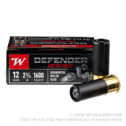 100 Rounds of 12ga Ammo by Winchester Defender - 1 ounce segmented rifled slug