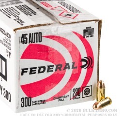 300 Rounds of .45 ACP Ammo by Federal Champion - 230gr FMJ
